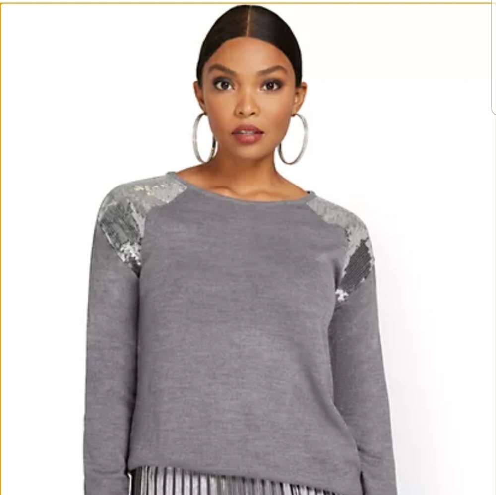 *NWT* Sequin-Accent Tunic Pullover Sweater